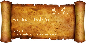 Valdner Iván névjegykártya